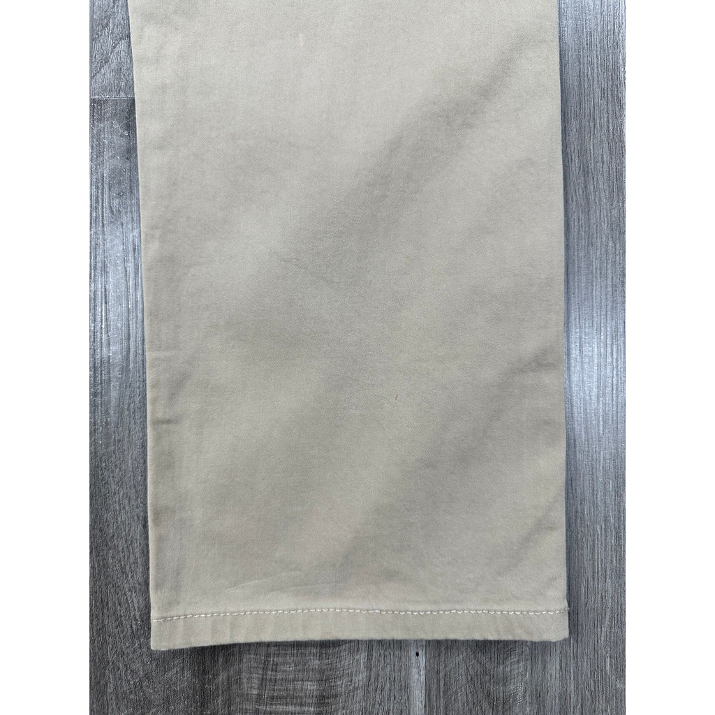 AG Adriano Goldschmied Graduate Tailored Leg Sueded Stretch Sateen Chino Jean in Khaki — Size 34x32 // Preowned