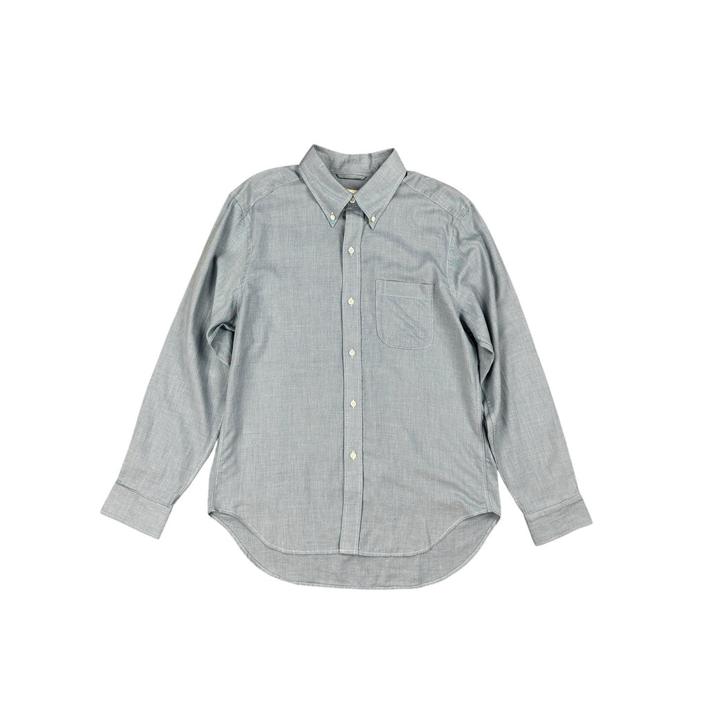 Buck Mason Japanese Chambray Long Sleeve Shirt in Blue — Size Medium