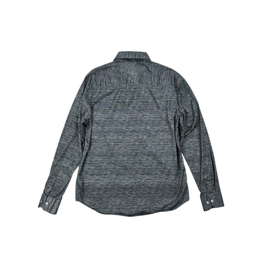 Bugatchi James Heathered OoohCotton 8 Way Stretch Long Sleeve in Heather Black — Size Medium // Preowned