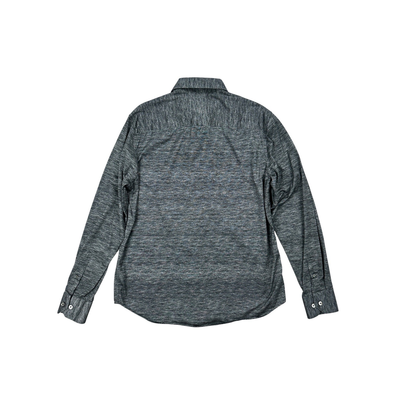 Bugatchi James Heathered OoohCotton 8 Way Stretch Long Sleeve in Heather Black — Size Medium // Preowned