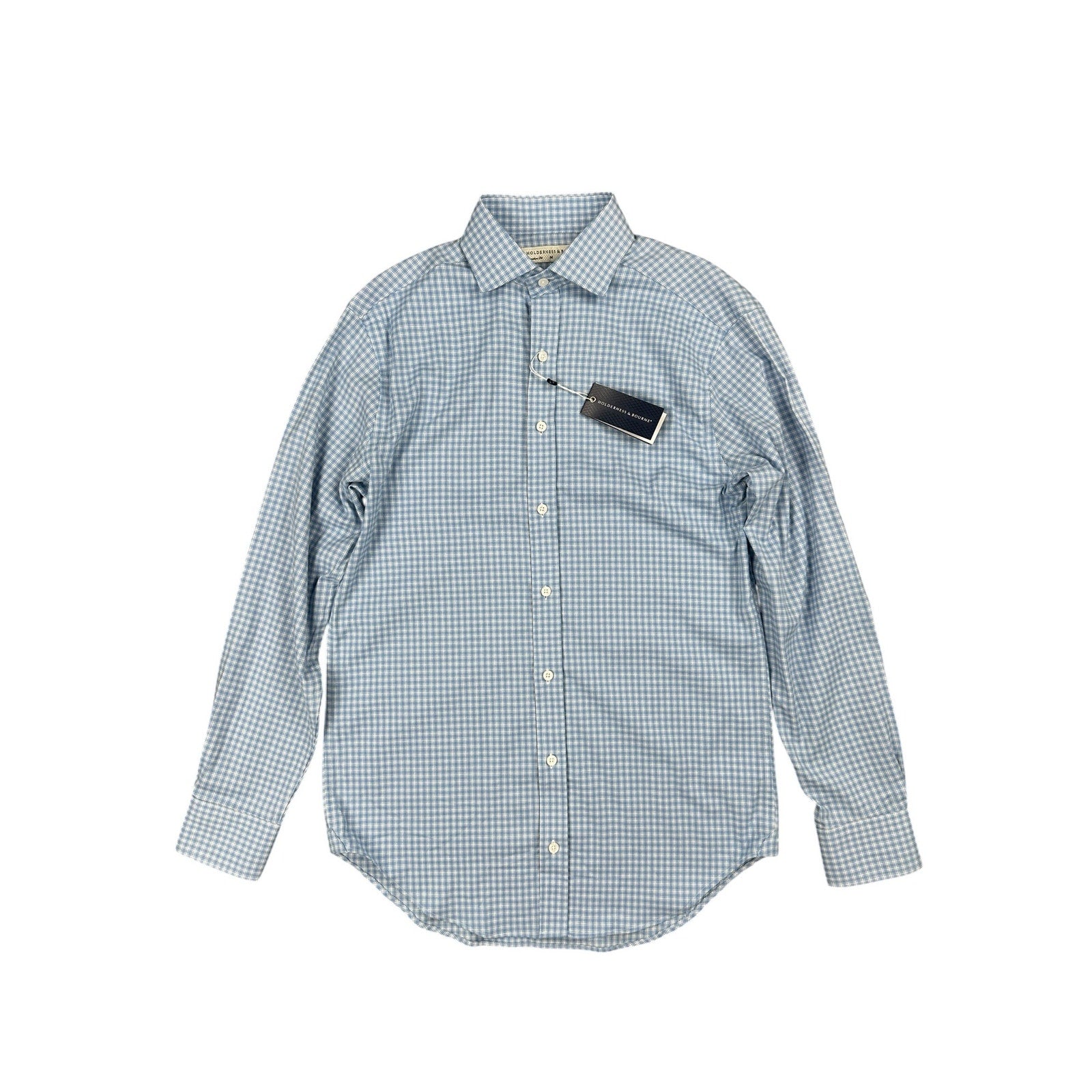 Holderness & Bourne The McColl Signature Fit Plaid Long Sleeve Shirt in Bedford Blue — Size Medium