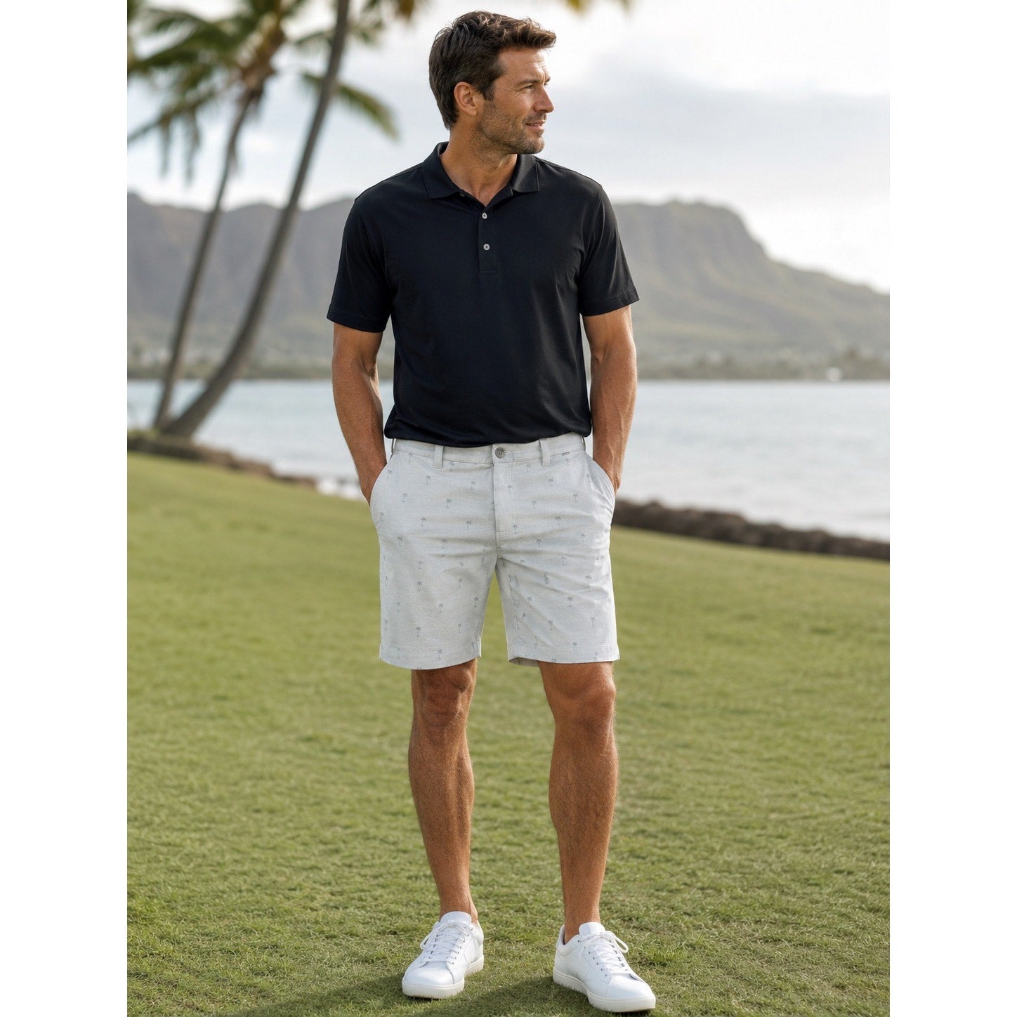 Travis Mathew Resort to This Palms Golf Shorts in Heather Microchip — Size 36
