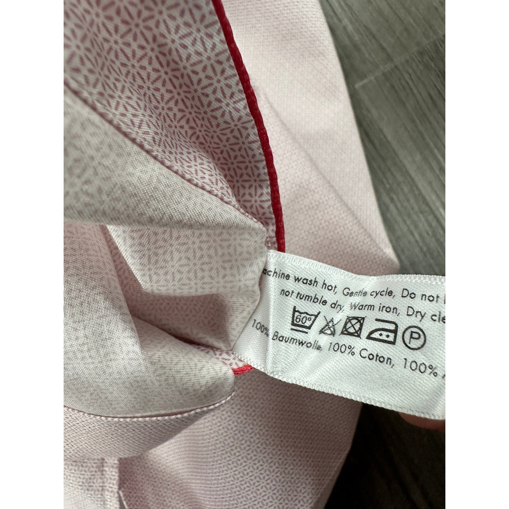 Eton Contemporary Fit Fine Twill Geometric Long Sleeve Shirt in Dark Pink, White — Size 15.5 (Medium) // Preowned