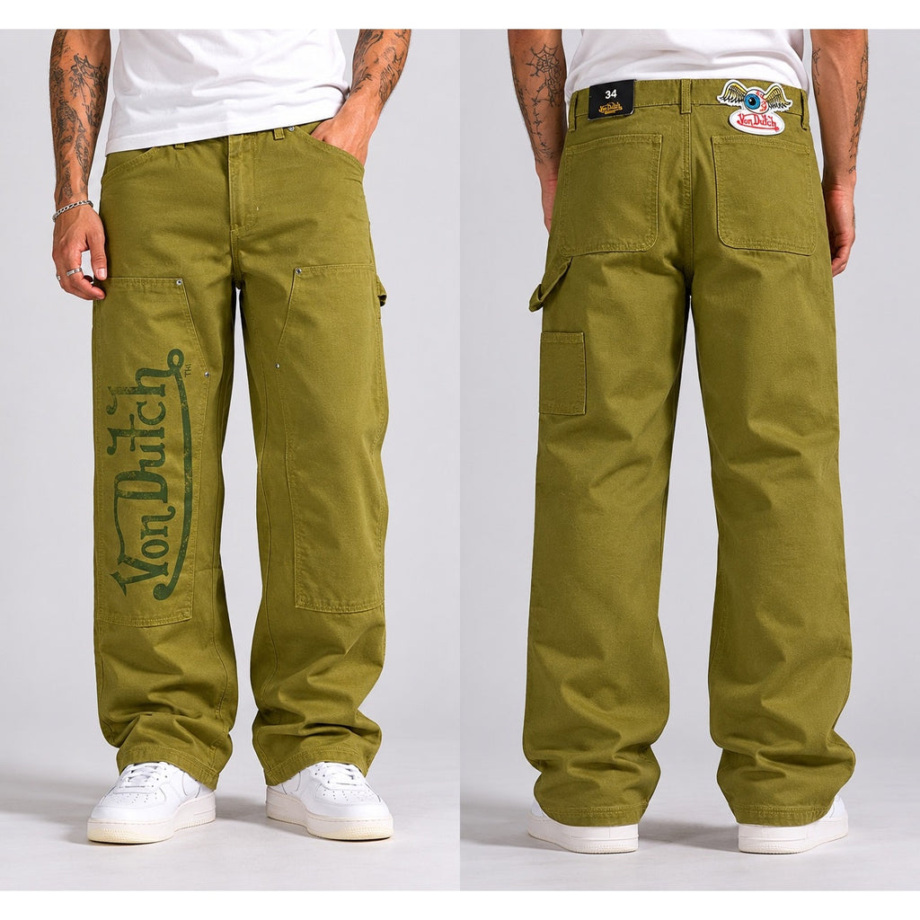 Von Dutch Straight Double-Knee Carpenter Pant in Sphagnum Green — Size 34