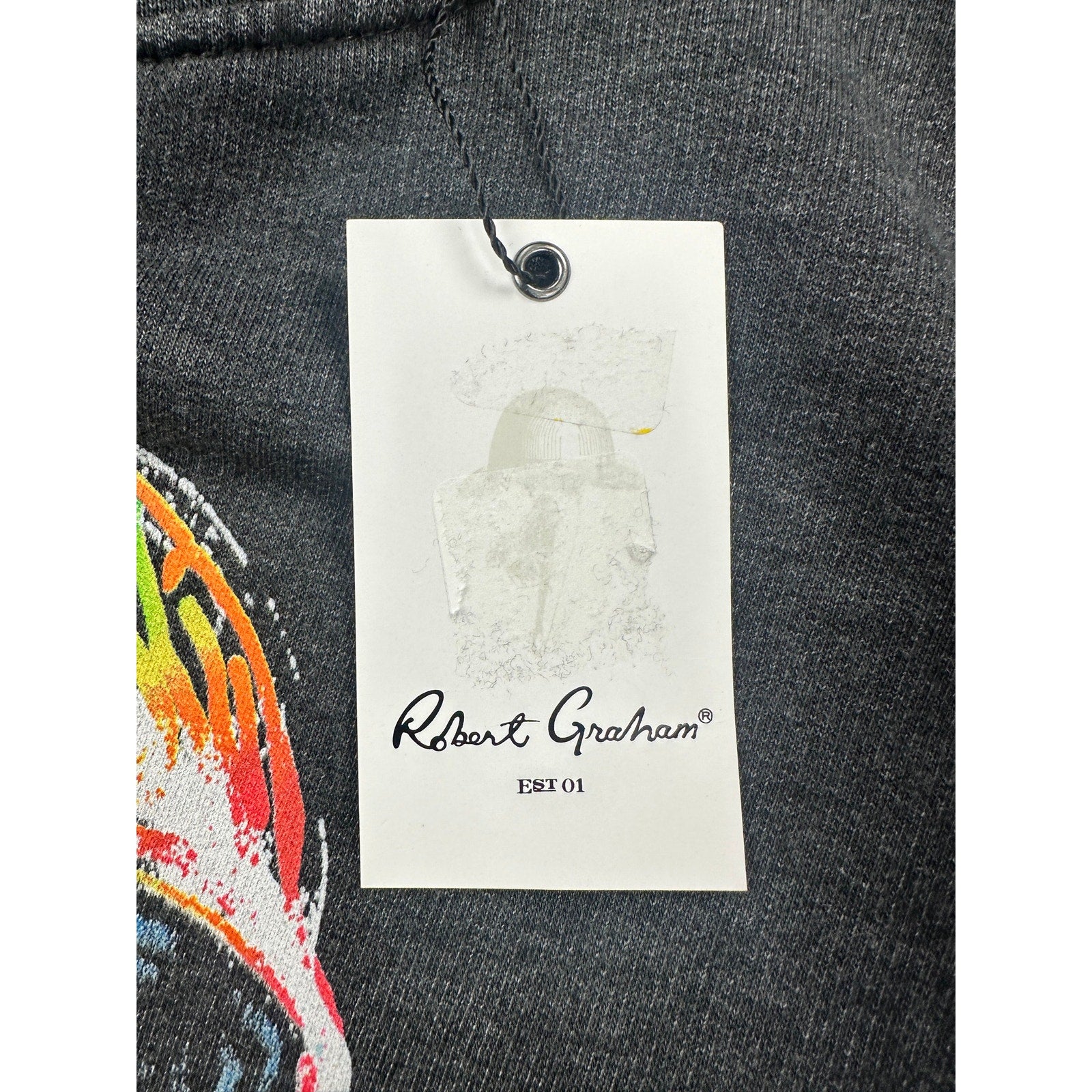 Robert Graham Neon Bones Graphic Long Sleeve Sweatshirt in Charcoal — Size XL