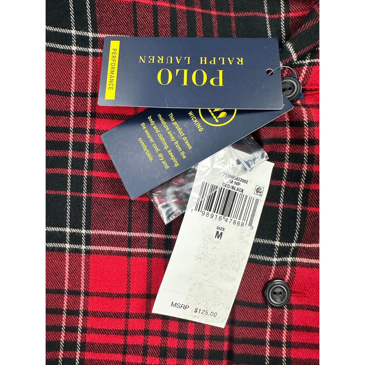 Polo Ralph Lauren Brushed Classic Fit Performance Plaid Long Sleeve Button Down Camp Shirt — Size Medium