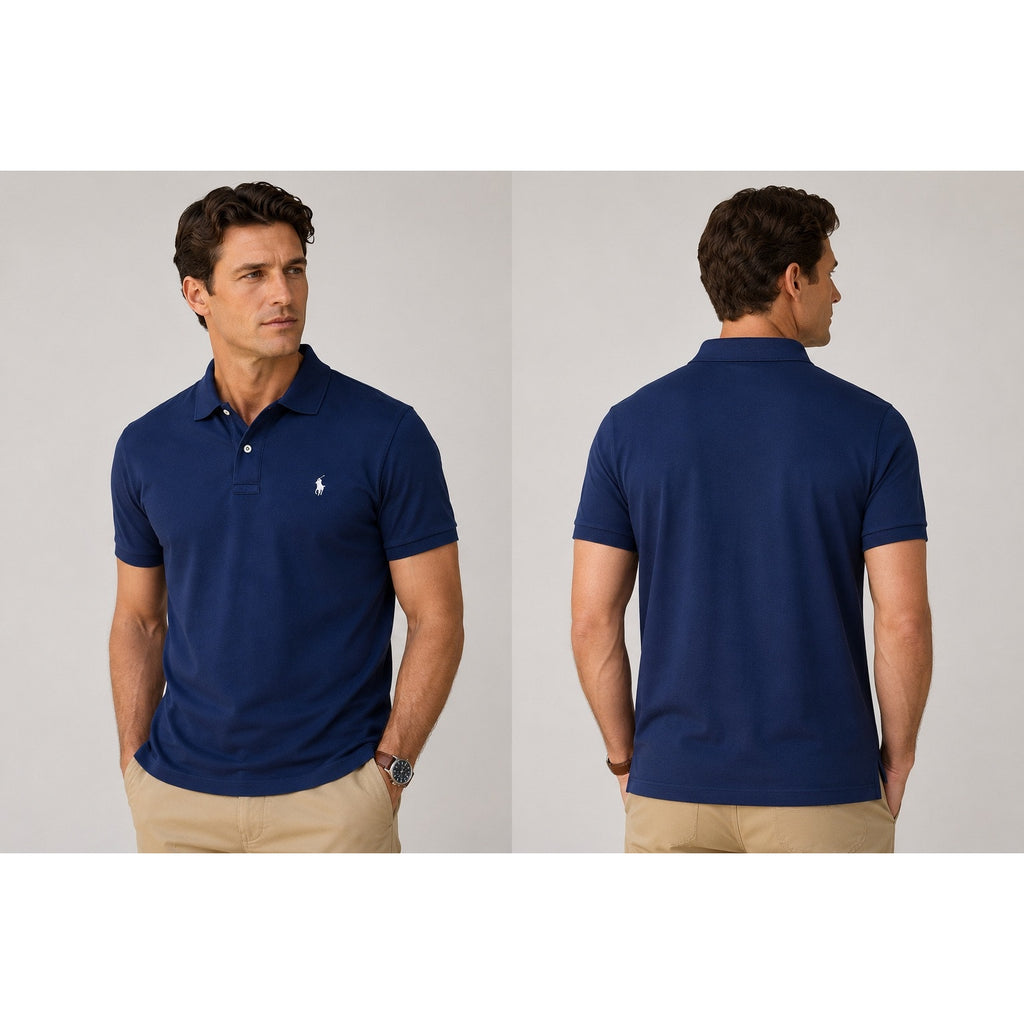 Polo Ralph Lauren Pima Soft Touch Interlock Polo in Navy — Size Large // Preowned