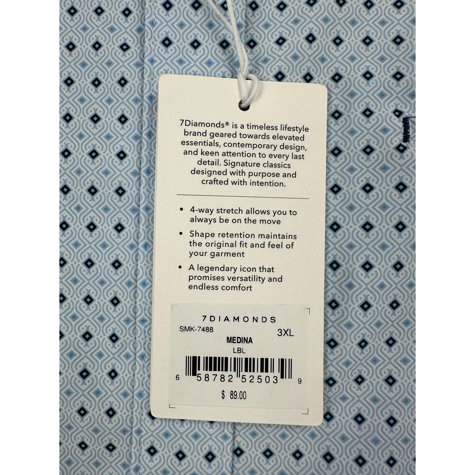7 Diamonds Medina 4 Way Stretch Woven Short Sleeve Button Down in Light Blue — Size 3XL