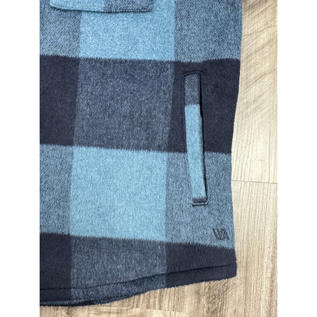 VRST Wool Blend Plaid Shirt Jacket Shacket in Navy Blue Checkered — Size Medium // Preowned