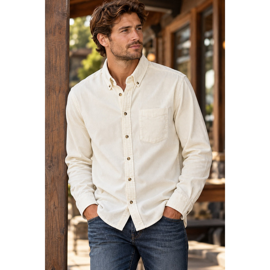 7 For All Mankind Corduroy Long Sleeve Button Down Shirt — Size Large