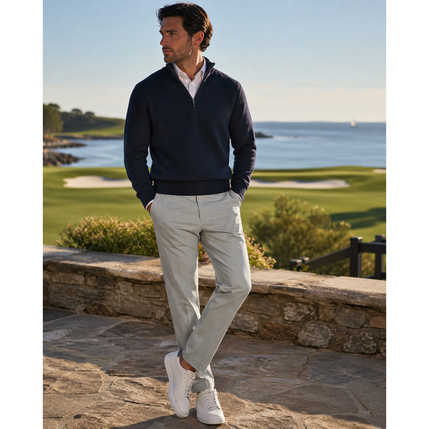Peter Millar Surge Crown Crafted Trouser Pants in Gale Grey — Size 38x32 // Preowned