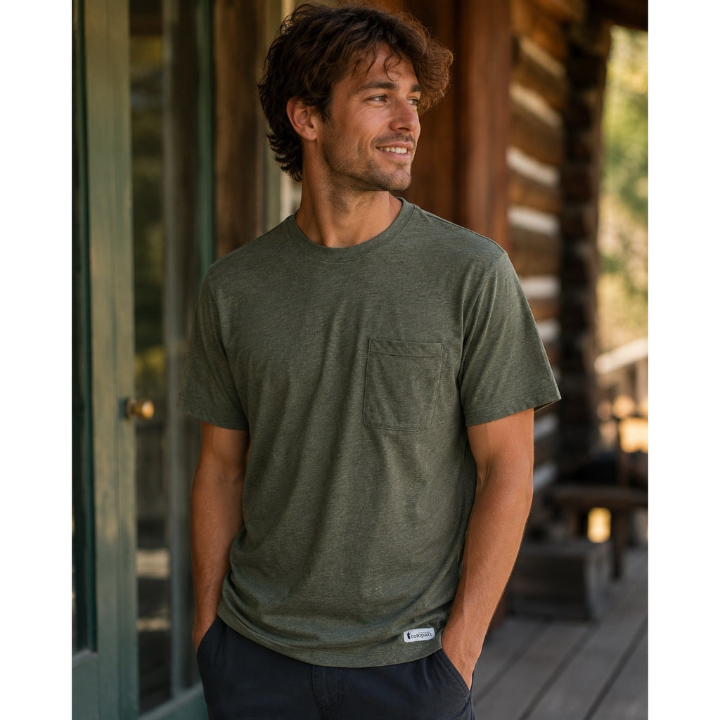 Cotopaxi Paseo Travel Pocket Tee in Olive Green — Size Medium // Preowned
