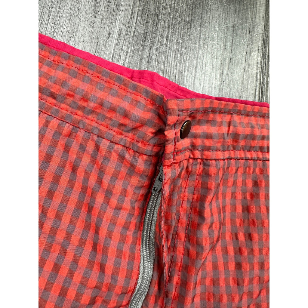 Peter Millar Seersucker Gingham Swim Trunks in Red, Gray — Size 2XL // Preowned