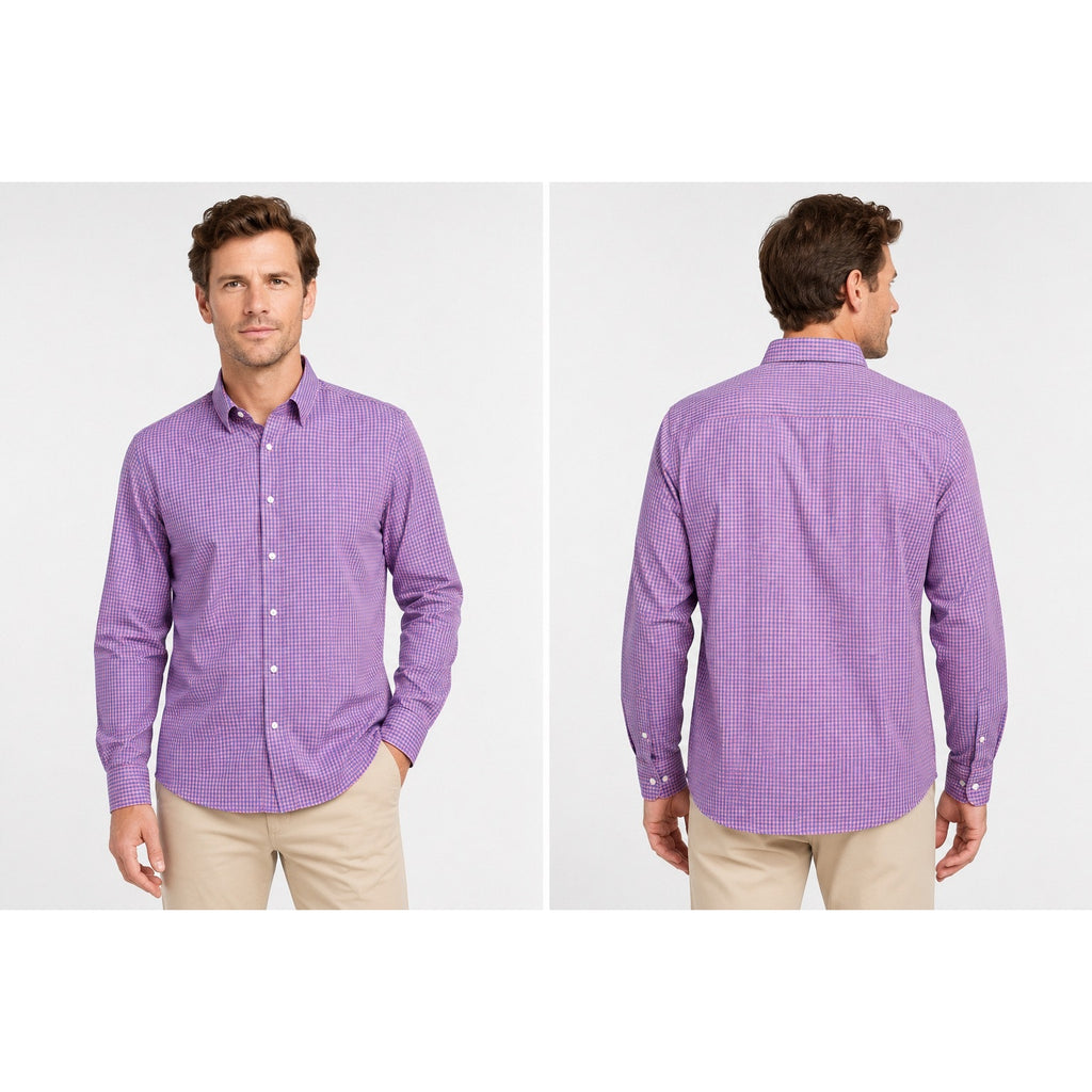 Faherty The Movement Long Sleeve Shirt in Blue Rose Gingham — Size Large // Preowned