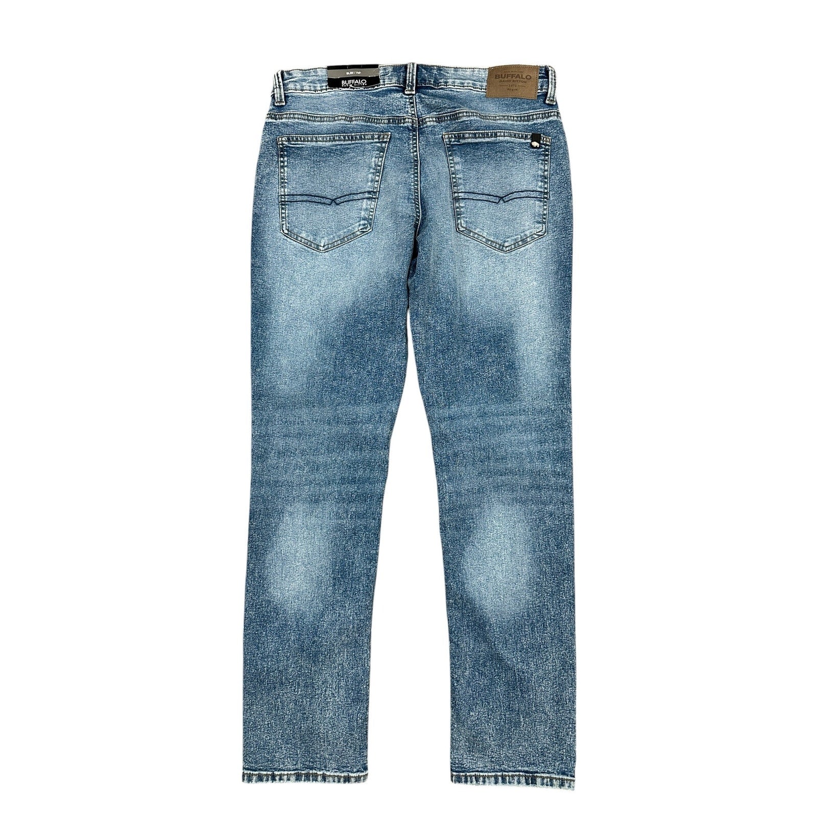 Buffalo David Bitton Slim Ash Stretch Jeans in Marbled and Sanded — Size 34x32