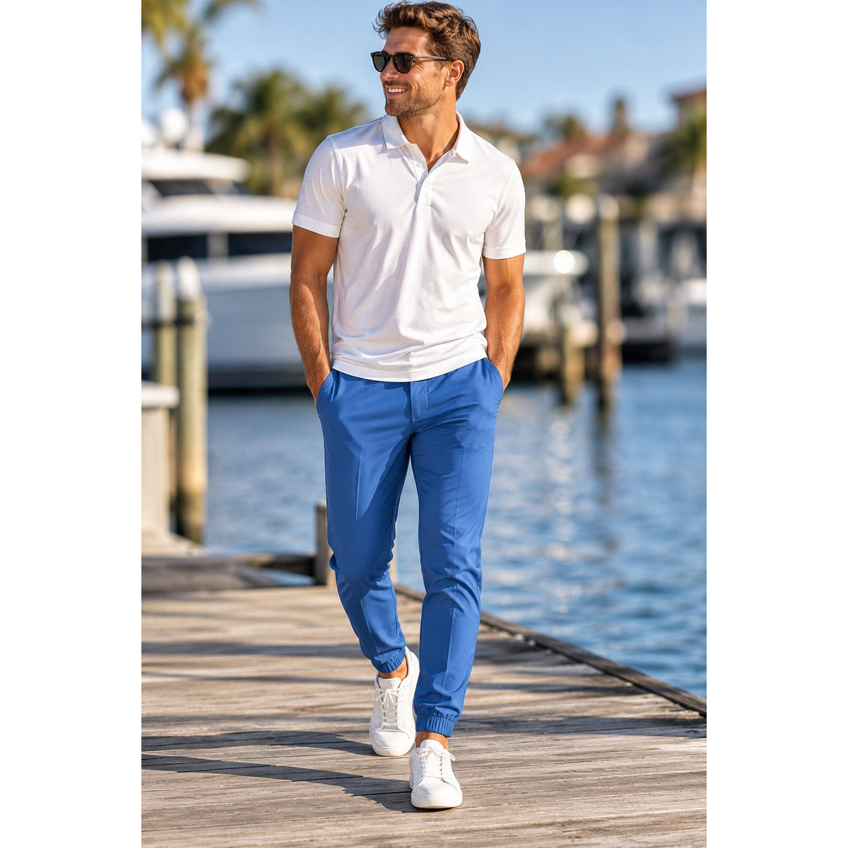 Mizzen+Main Current Blue Drawstring Performance Jogger Pants — Size Medium // Preowned