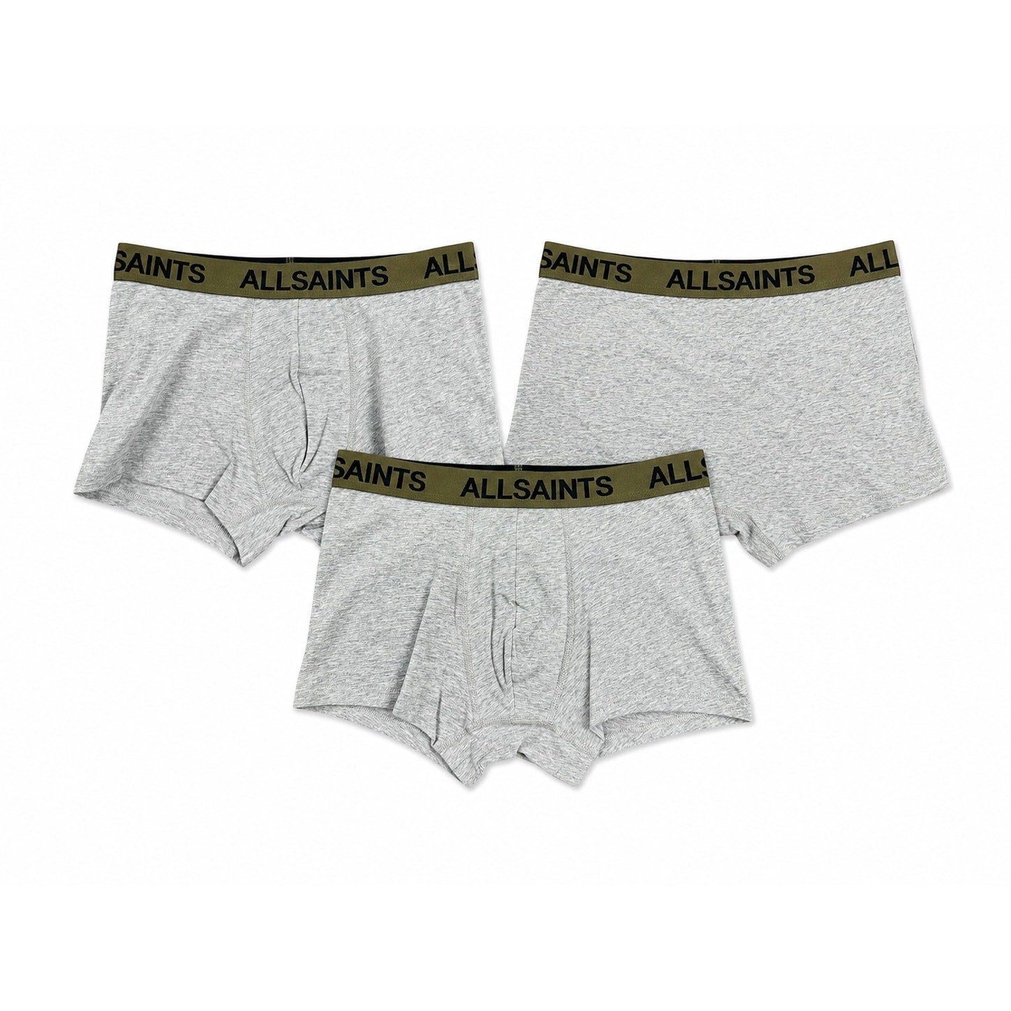 All Saints Underground Organic Cotton 4-Way Stretch Trunk 3-Pack in Sport Grey — Size Small