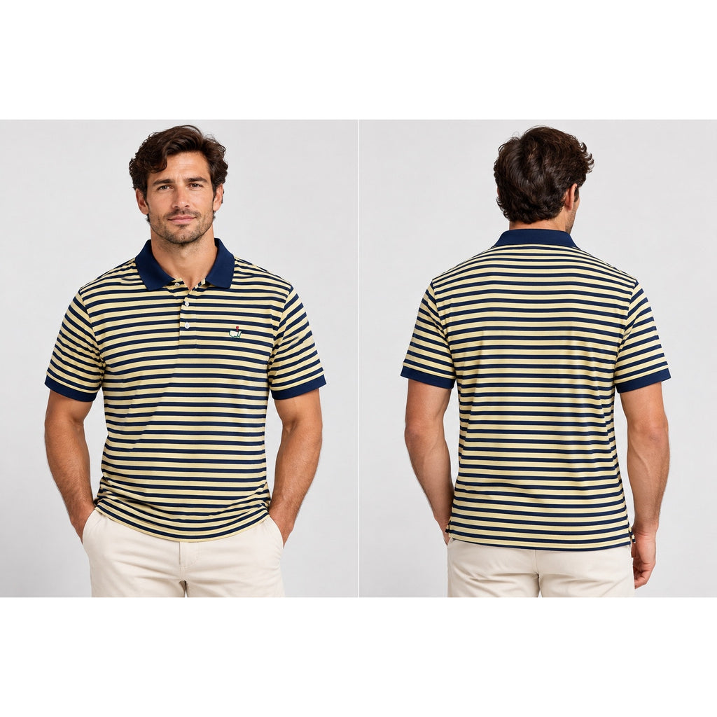 Masters Collection 60's Two Ply Mercerized Striped Classic Pique Polo — Size Large // Preowned