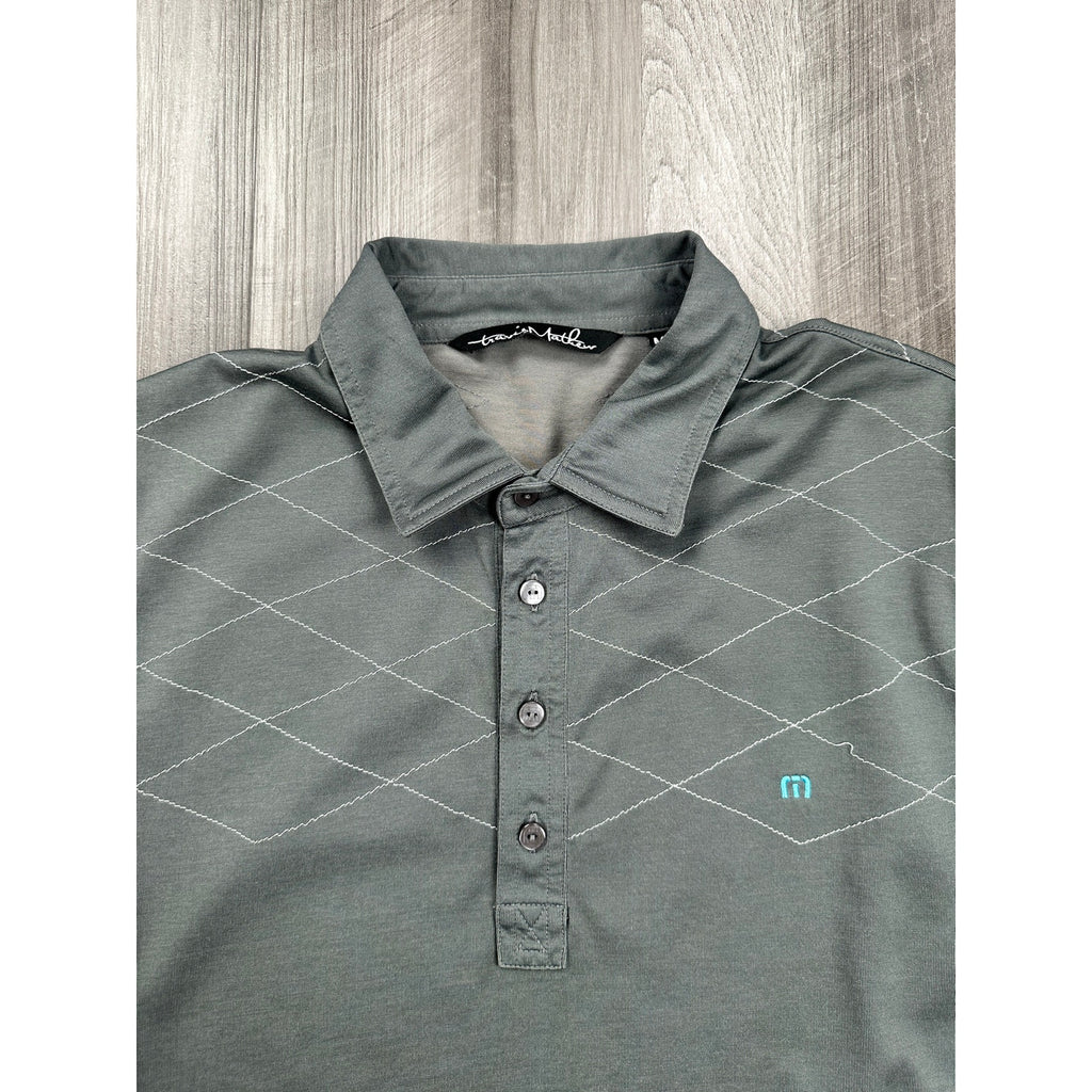 Travis Mathew Diamond Stitched Golf Polo Gray Pima Cotton — Size Medium
