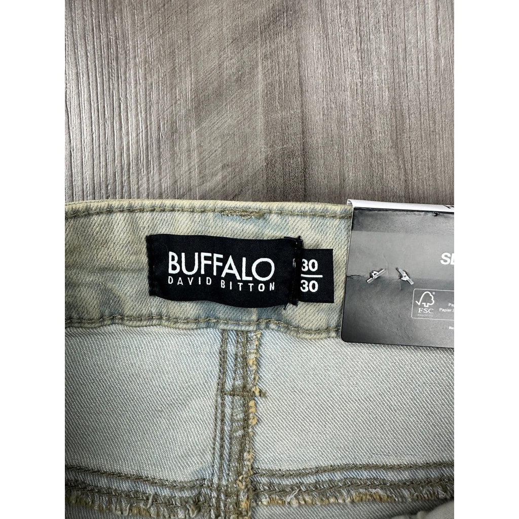 Buffalo David Bitton Ash Slim Stretch Jean in Dirty Blasted Wash — Size 30x30