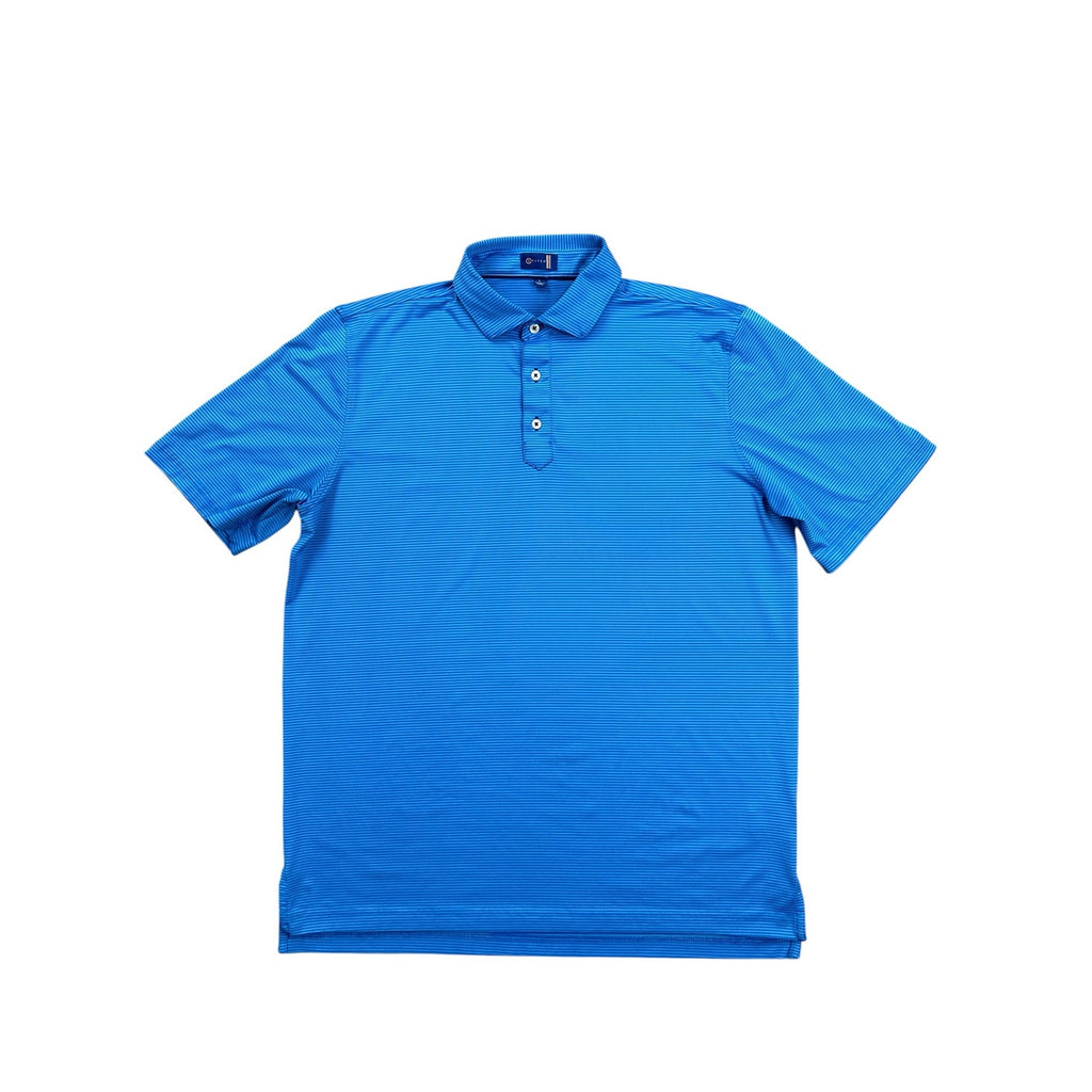 Stitch Golf Performance Striped Golf Polo in Aqua Blue — Size Large // Preowned