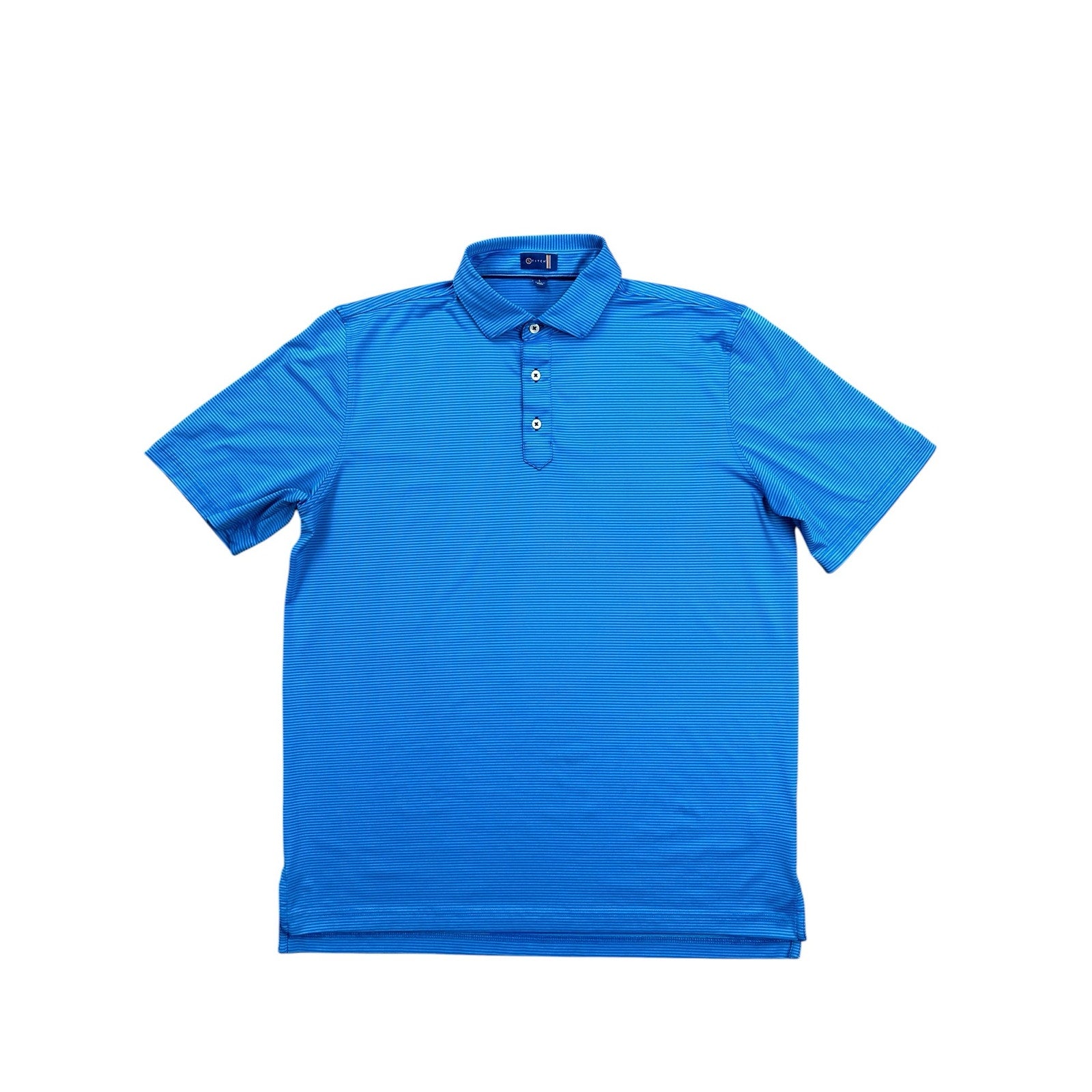 Stitch Golf Performance Striped Golf Polo in Aqua Blue — Size Large // Preowned
