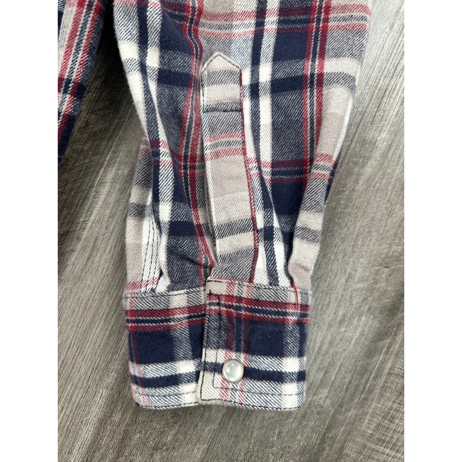 FiveBrother Heavyweight 9oz Western Pearl Snap Flannel Long Sleeve Shirt in White, Gray, Navy, Red — Size Large Tall // Preowned