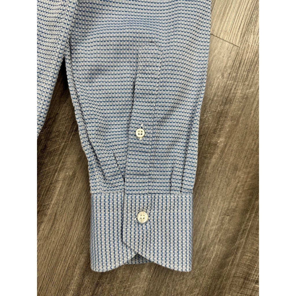 Canali Impeccabile Made in Italy Textured Stitch Long Sleeve Shirt in Light Blue, Blue, Gray — Size 41/16 (Large) // Preowned