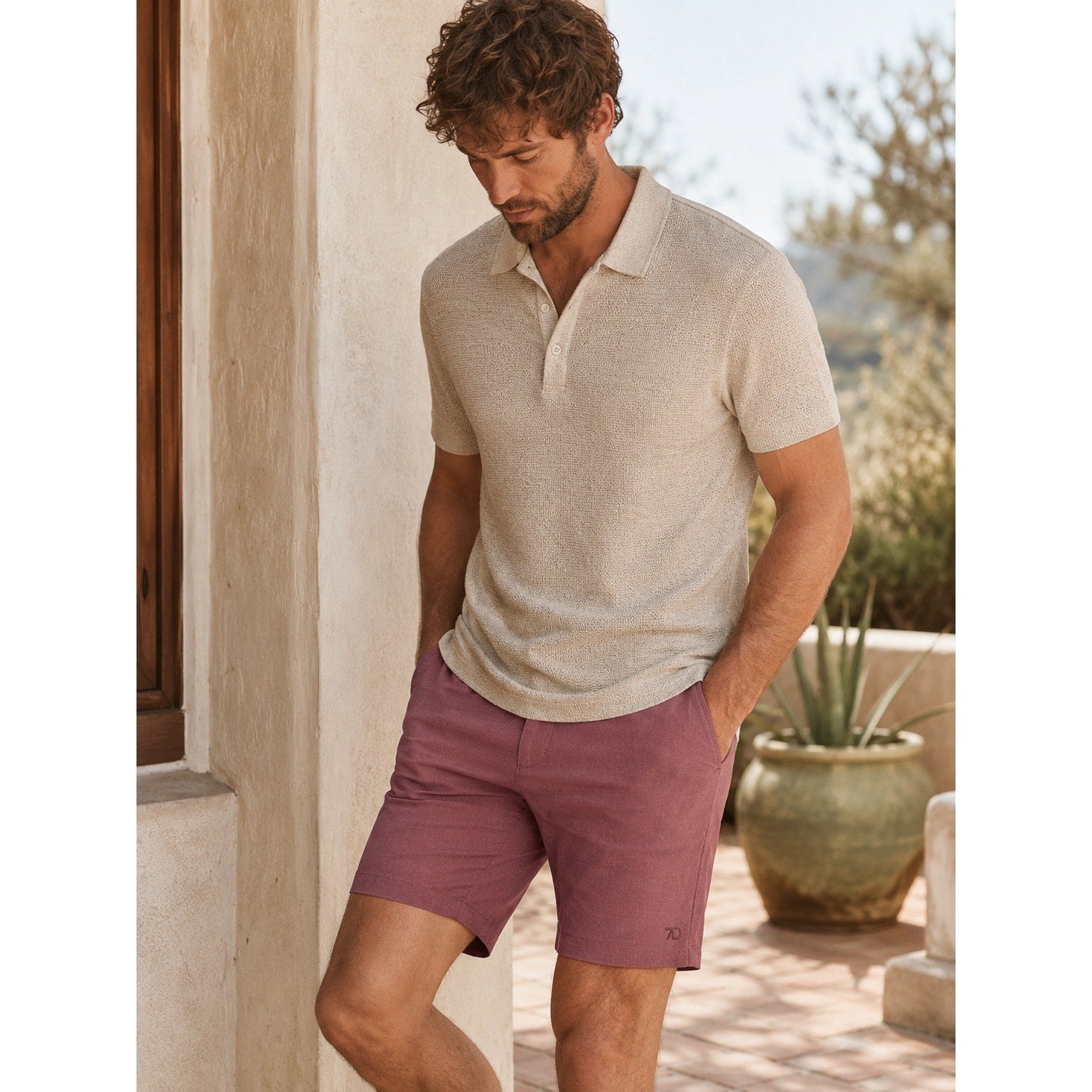 7 Diamonds Dynamic 7-Inch Hybrid Performance Shorts in Maroon — Size 36