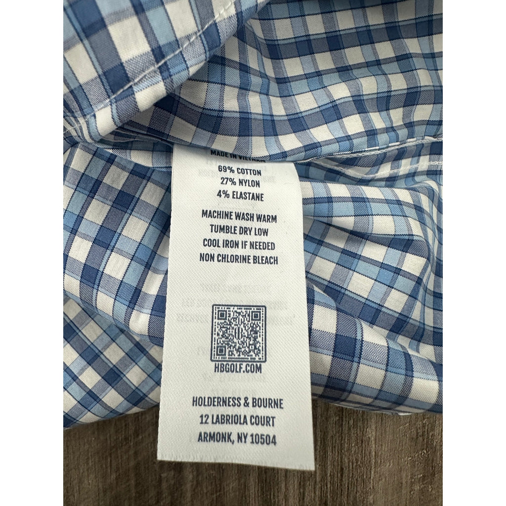 Holderness & Bourne The Flynn Signature Fit Plaid Long Sleeve Shirt in Bedford Blue — Size Large