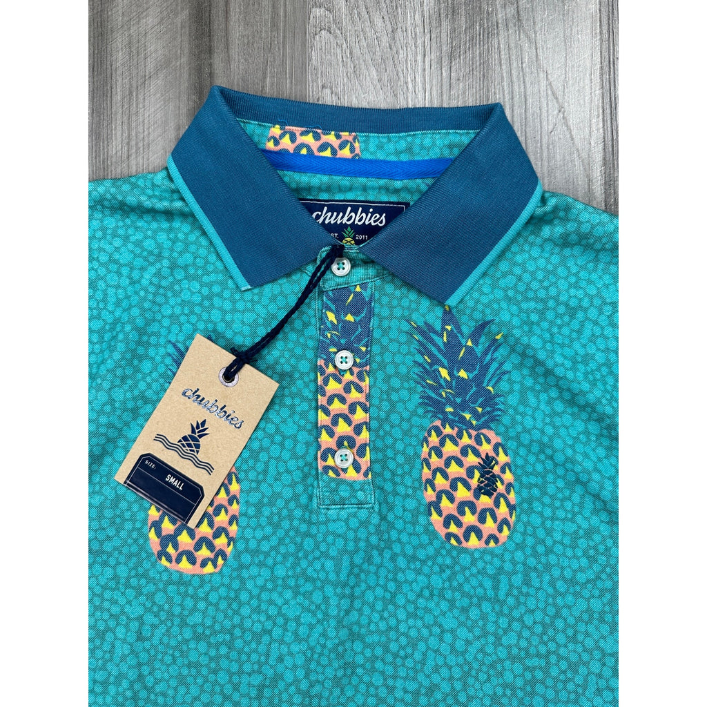 Chubbies The Green Giant Pineapple Pique Polo — Size Small