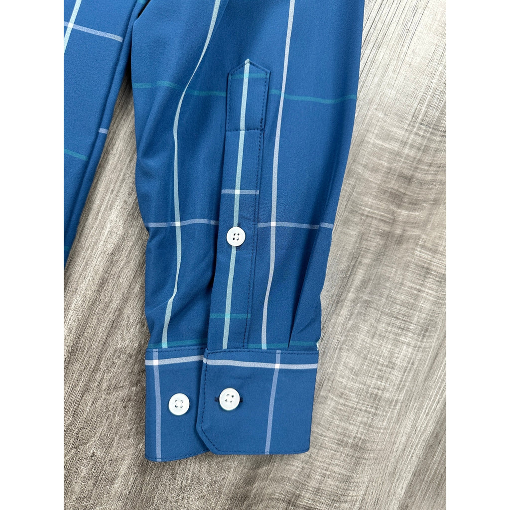 Mizzen+Main Leeward Collection Trim Fit Windowpane Long Sleeve Button Down Shirt — Size Medium // Preowned