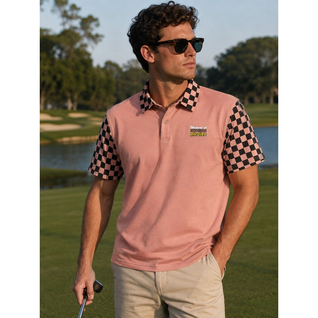 Birds of Condor Weekend at Birdies Fine Pique Polo in Old Rose — Size Large // Preowned