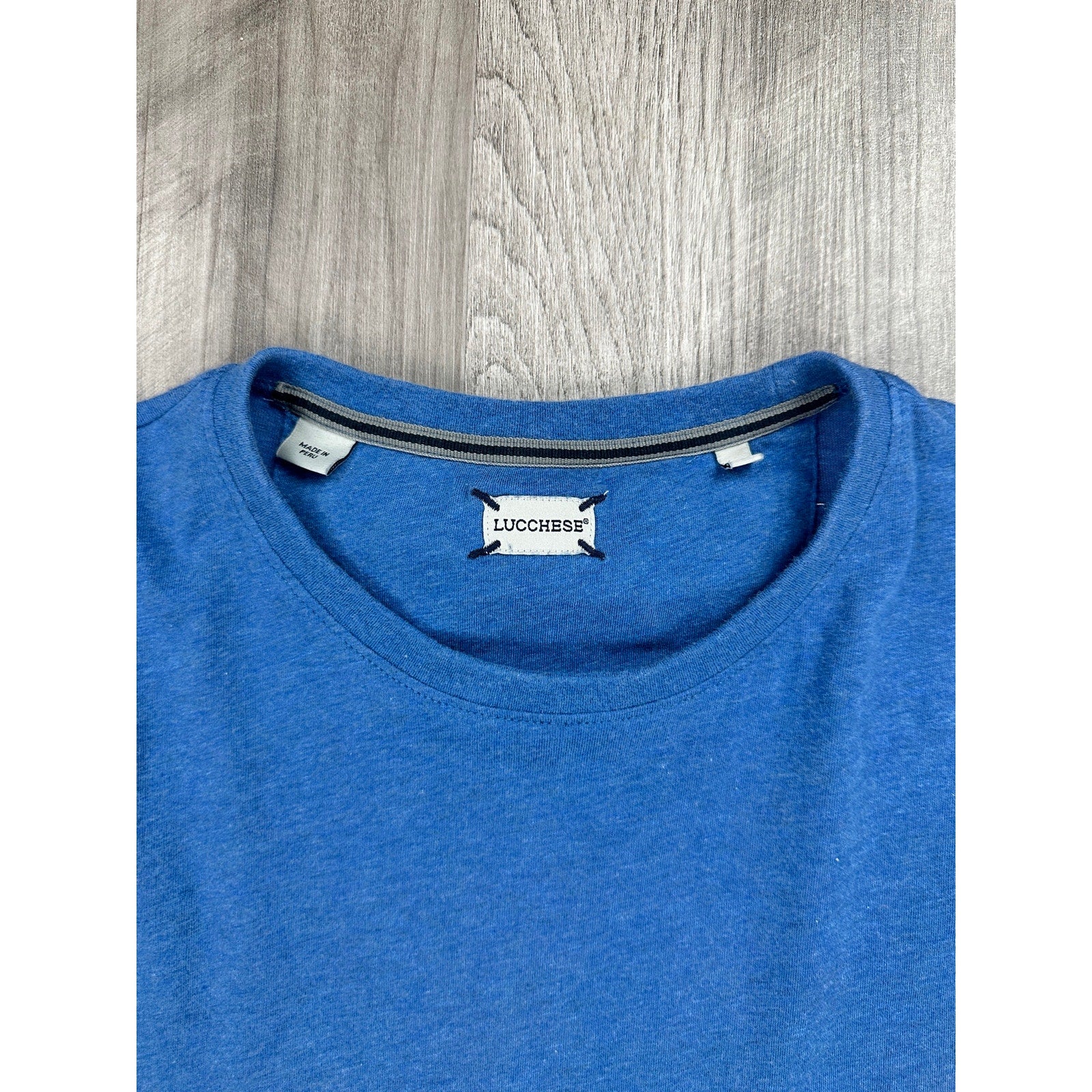 Lucchese Soft Knit Crew Neck Tee Peruvian Cotton in Blue — Size Large // Preowned
