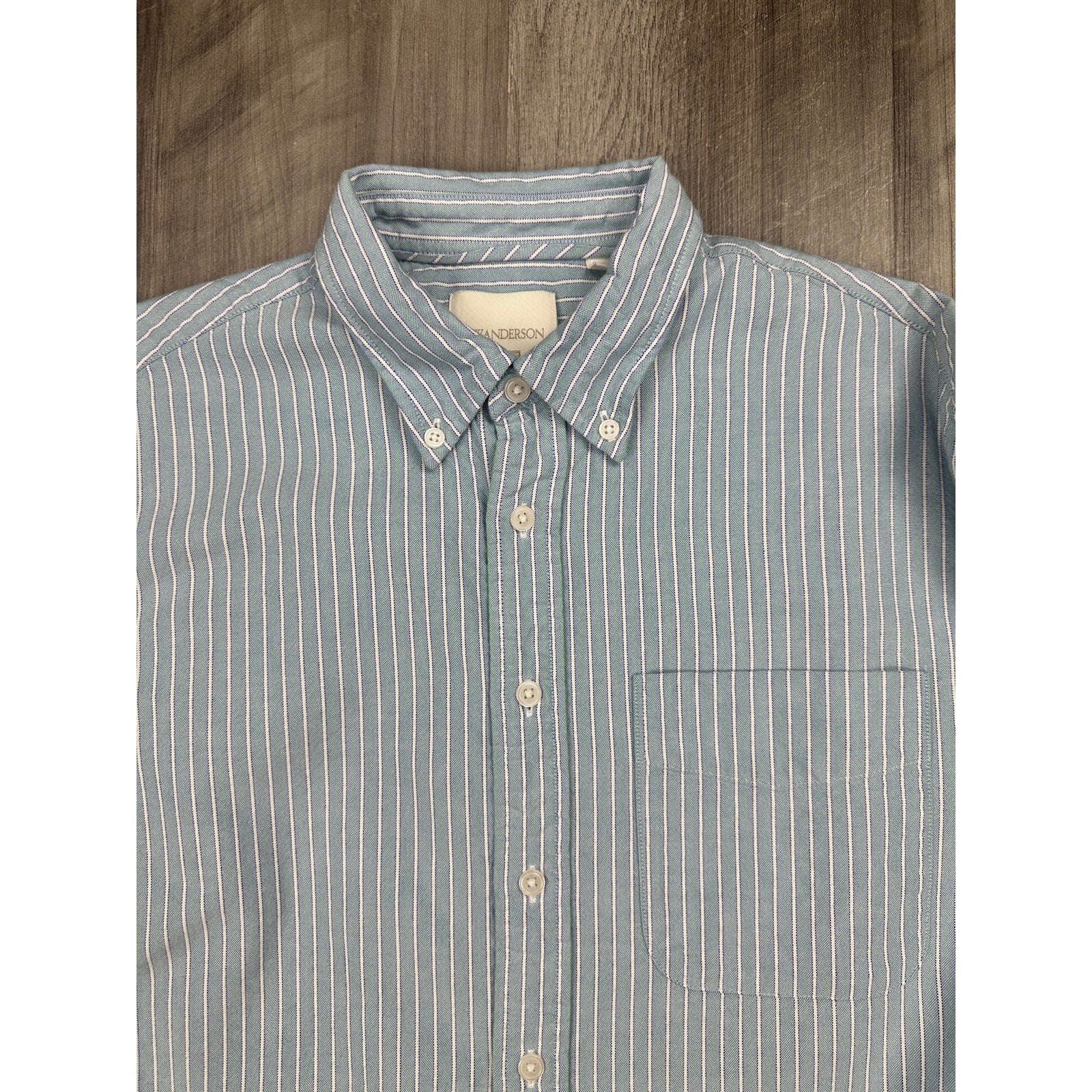 JW Anderson x UNIQLO Striped Oxford Oversized Long Sleeve Shirt in Blue, Green, White — Size XS // Preowned