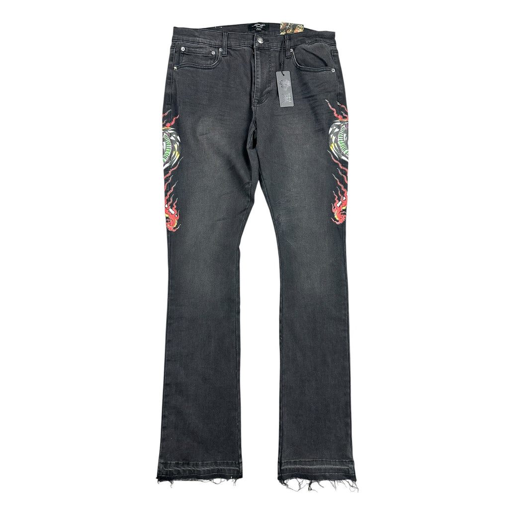 Ed Hardy Stacked Boot Cut Stretch Jeans in Black Wash — Size 34