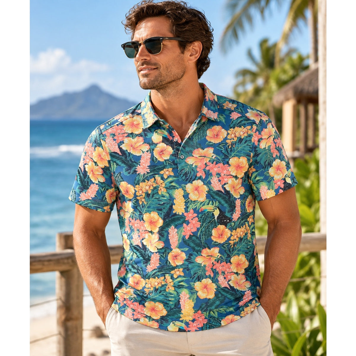 Tommy Bahama Toucan Paradise IslandZone Polo — Size XL