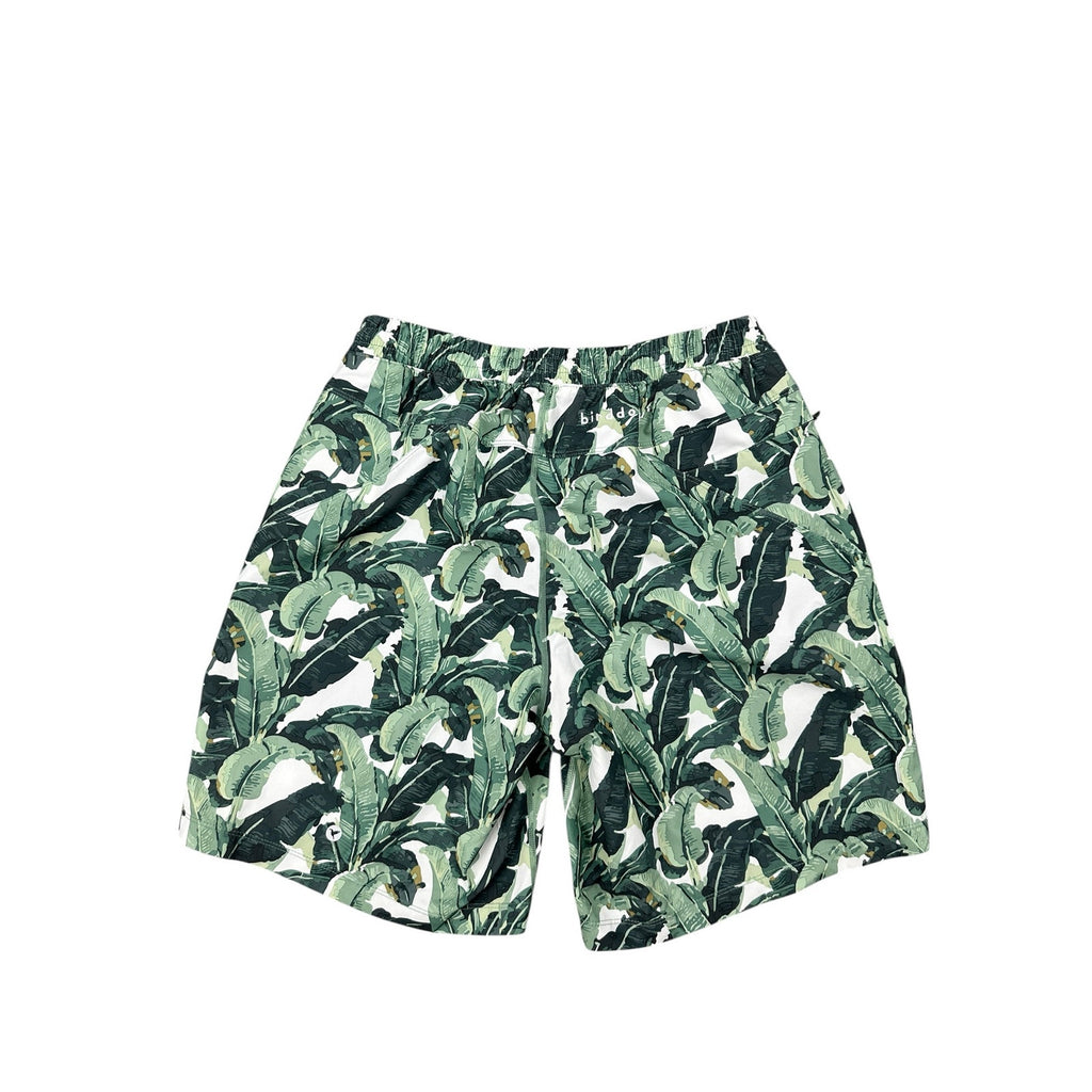 Birddogs Tropical Lined Gym Training Shorts in Greens, Tan and White — Size Large Extended // Preowned