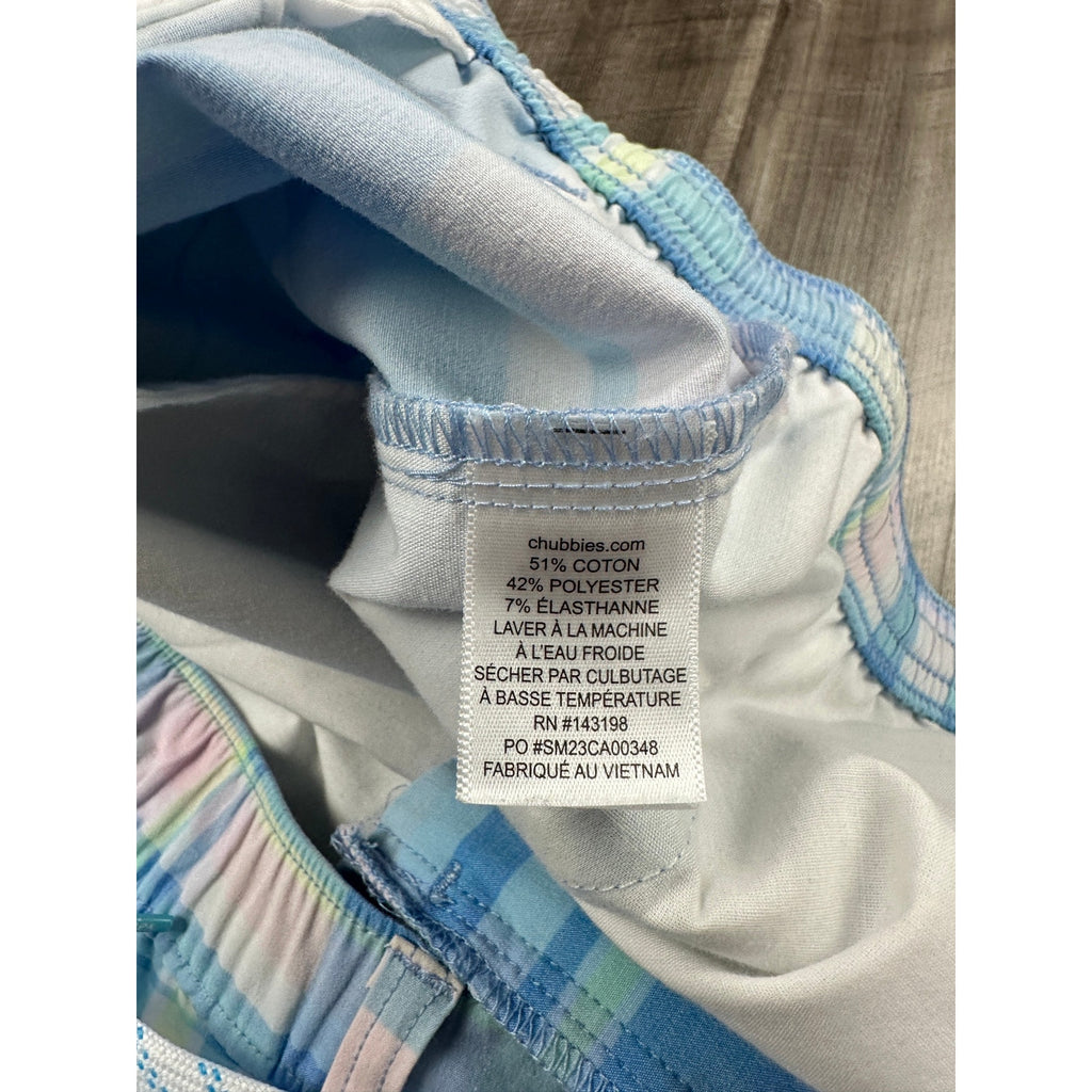 Chubbies Performance Everywhere 6-Inch Hybrid Drawstring Shorts in Light Blue Pink Yellow and White — Size 2XL // Preowned