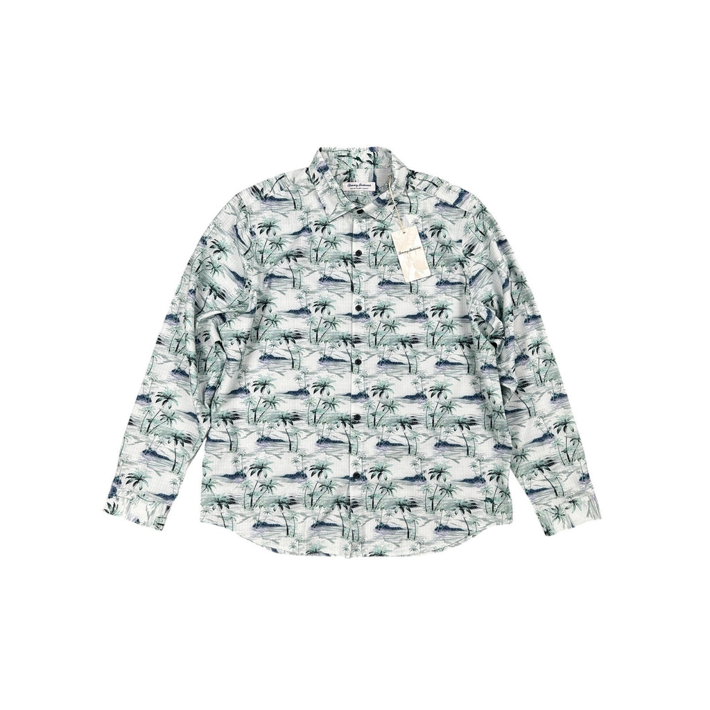 Tommy Bahama Bahama Coast Oceanic Oasis Long Sleeve Shirt in Lapland Green — Size Large