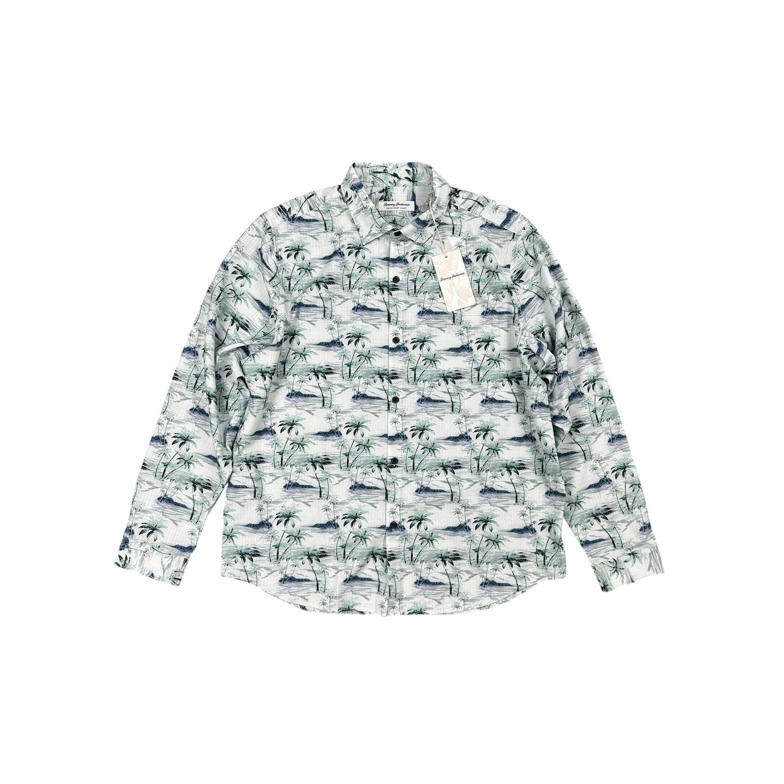 Tommy Bahama Bahama Coast Oceanic Oasis Long Sleeve Shirt in Lapland Green — Size Large