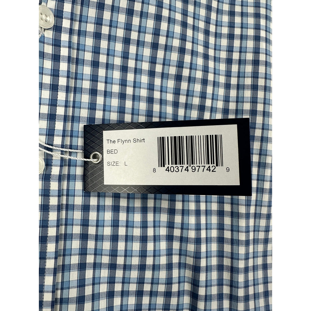 Holderness & Bourne The Flynn Signature Fit Plaid Long Sleeve Shirt in Bedford Blue — Size Large