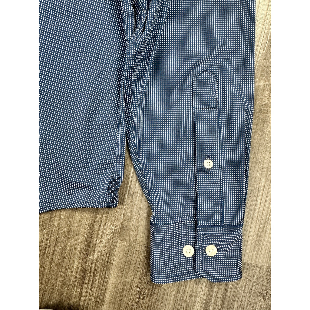 Rhone Slim Fit Birdseye Long Sleeve Commuter Shirt in Navy, White — Size Medium // Preowned