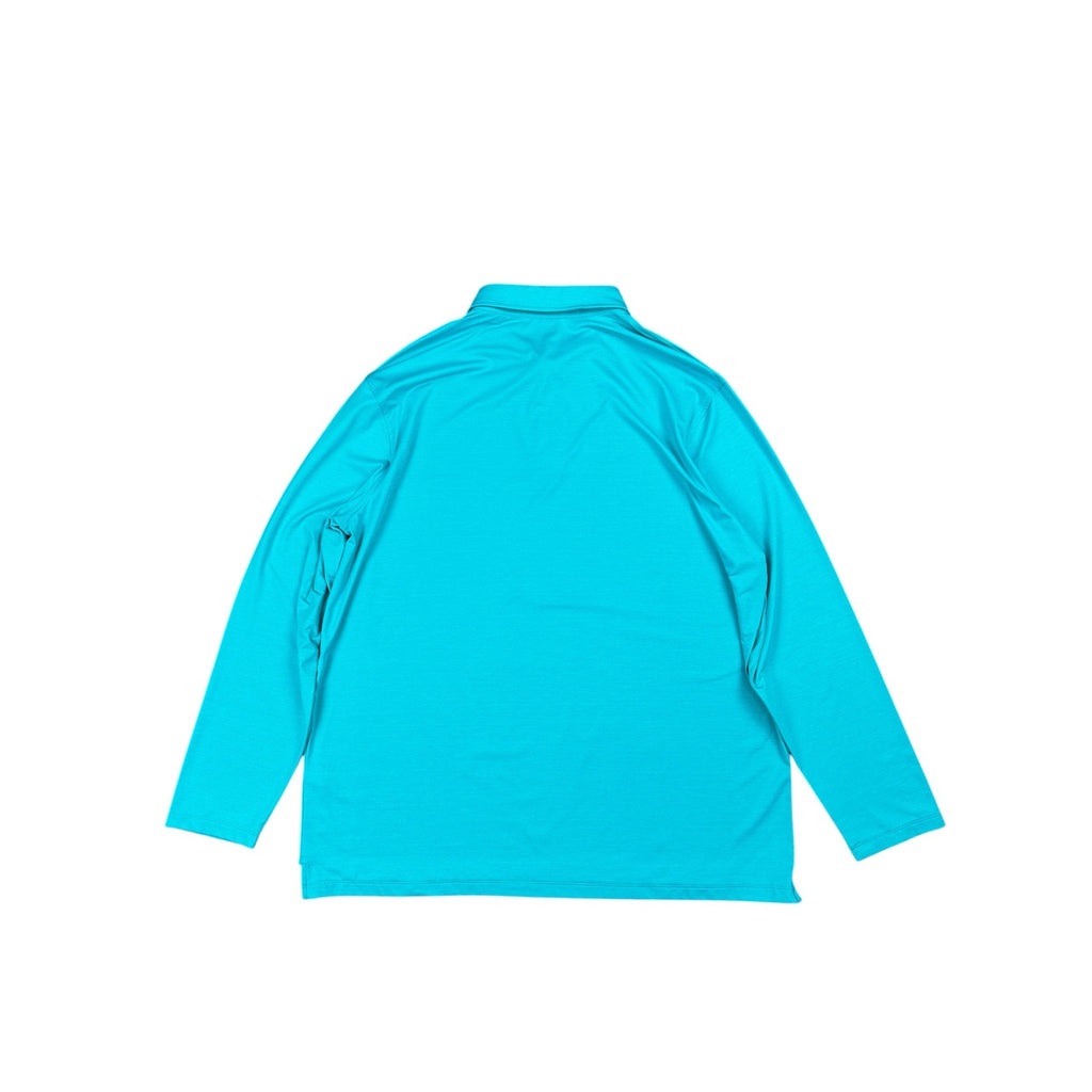 G/FORE Melange Ice Nylon Long Sleeve Polo in Siren Melange — Size 2XL
