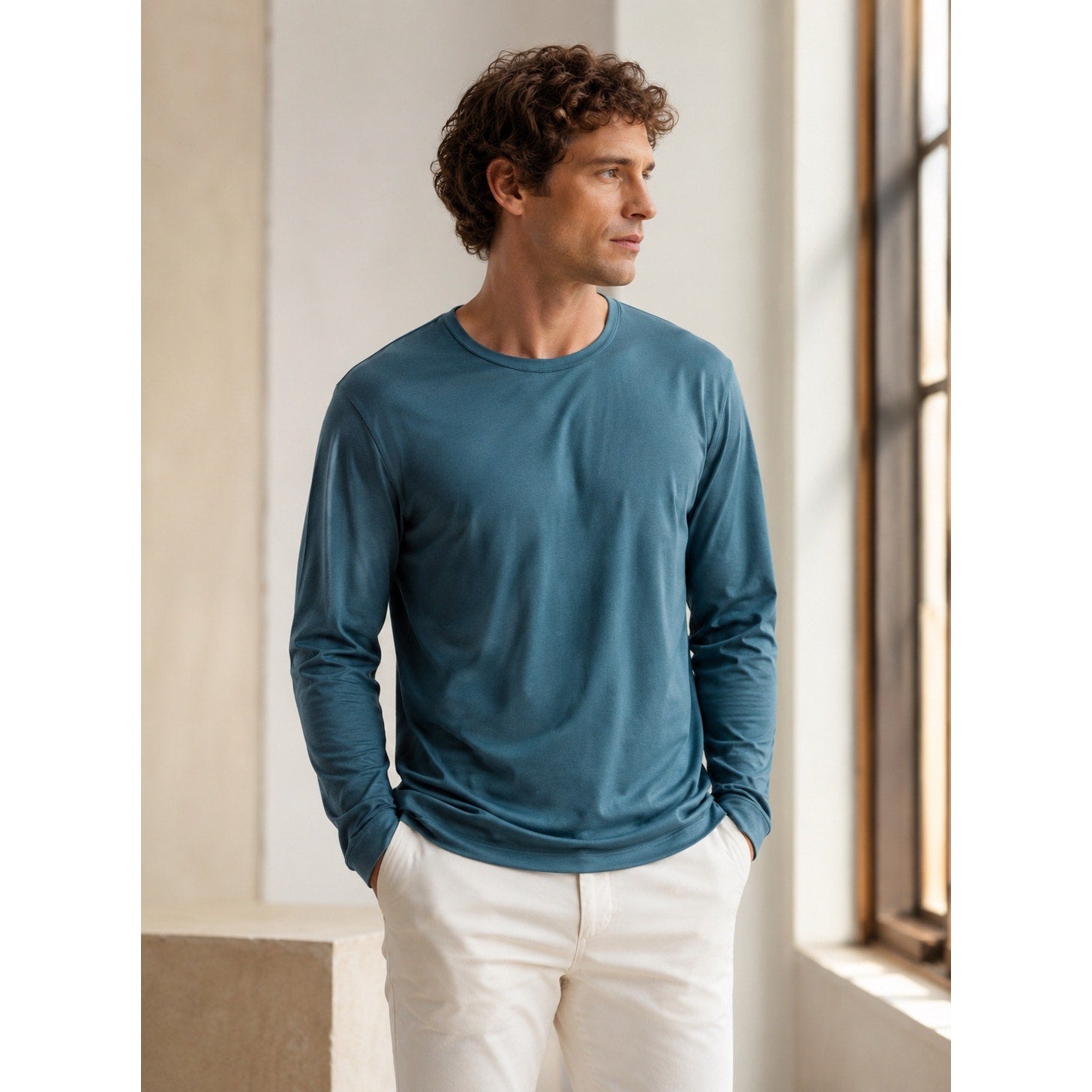 Theory Luxe Cotton Jersey Precise Long Sleeve Tee - XL