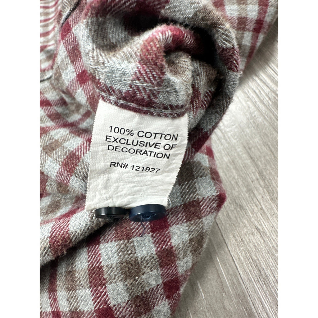 Johnnie-O Dickens Hangin' Out Flannel Checkered Long Sleeve Button Down in Malibu Red — Size Medium // Preowned