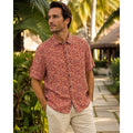 Tommy Bahama Bamboo Tiles Silk Short Sleeve Button Down in Boomerang Red — Size Medium