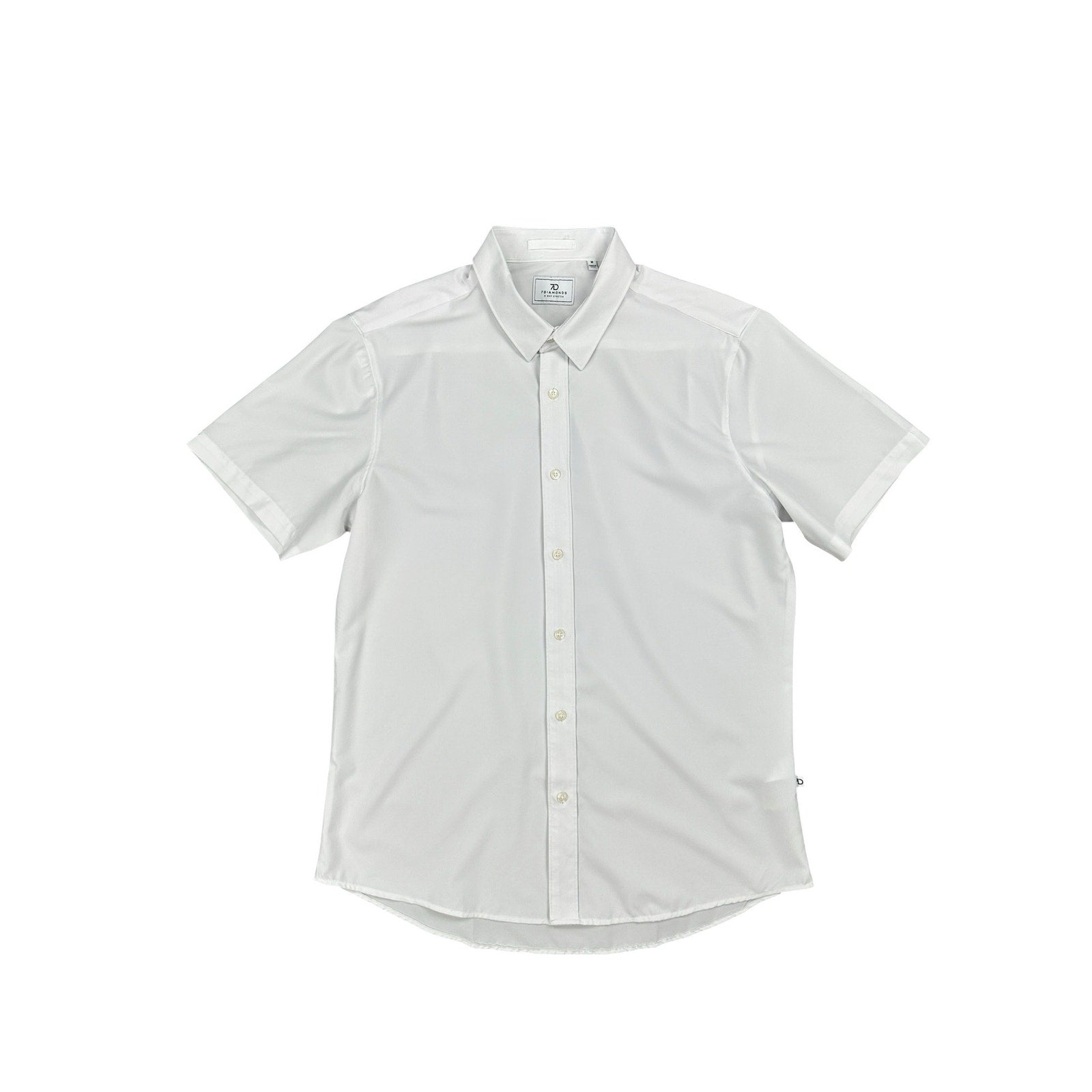 7 Diamonds Siena 4 Way Stretch Woven Short Sleeve Shirt in White — Size Medium