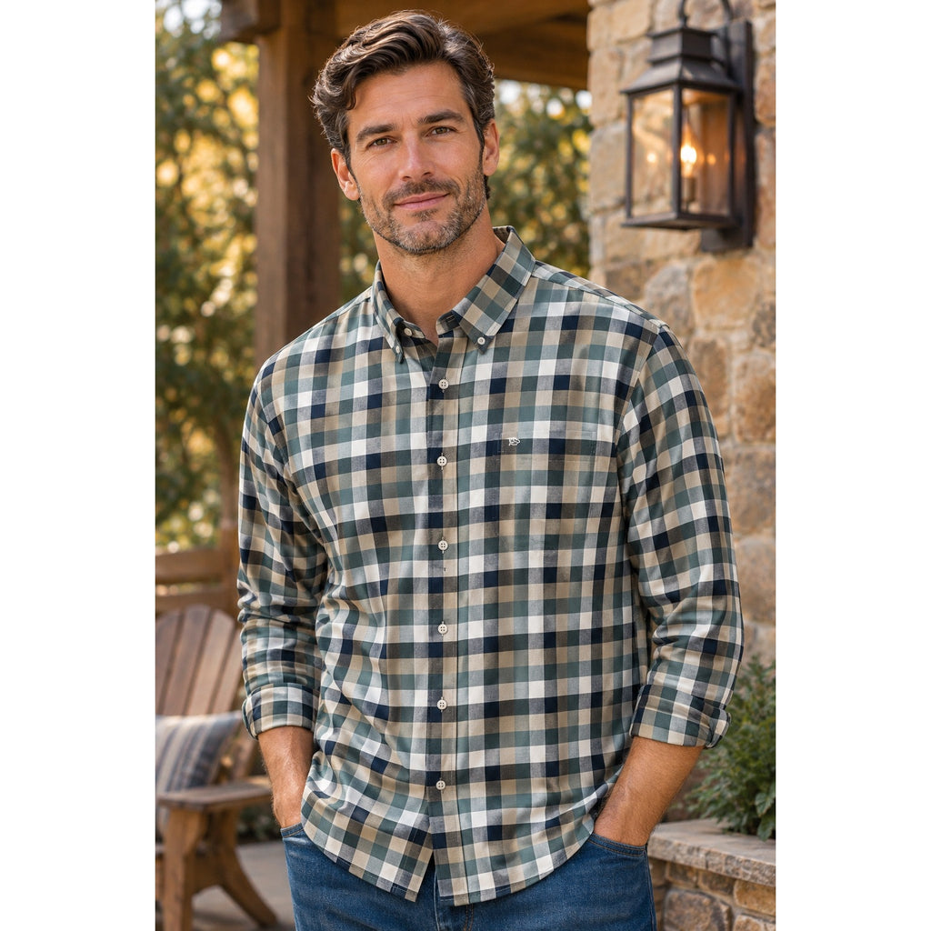 Southern Tide Haywood Checkered Brushed Intercoastal Long Sleeve Button Down Shirt — Size XL // Preowned