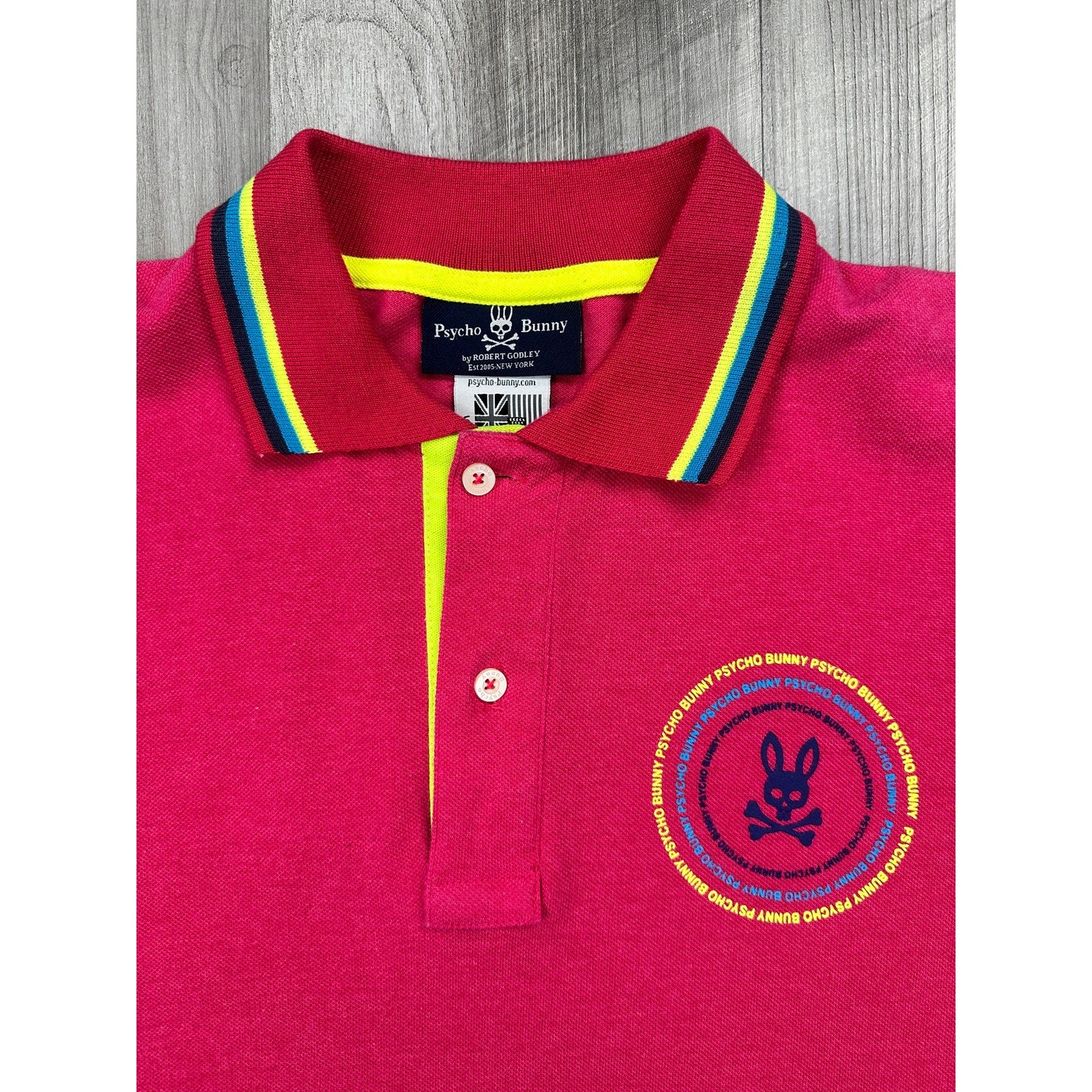 Psycho Bunny Back Graphic Pique Pima Cotton Polo in Pink — Size 6 (US Large) // Preowned